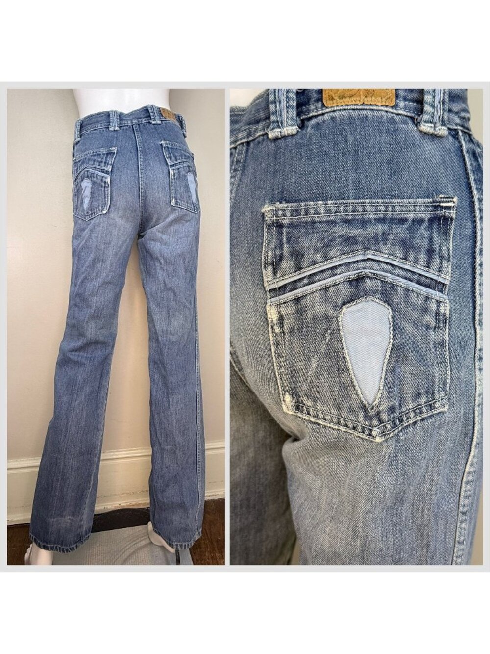 Vintage 1970s Blue Jeans, High Rise, Straight Leg, Best Made Togs Size 0, 25"x33